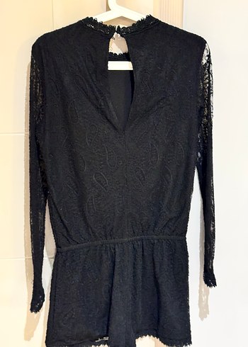 Zara Uzun Kollu Dantelli Siyah Tulum - Görsel 4