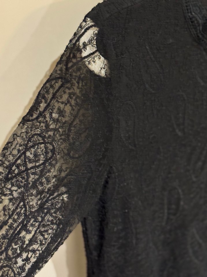 Zara Uzun Kollu Dantelli Siyah Tulum - Görsel 3