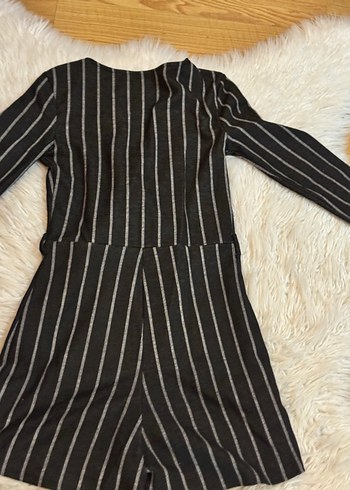 Bershka Çizgili Siyah Mini Tulum - Görsel 5