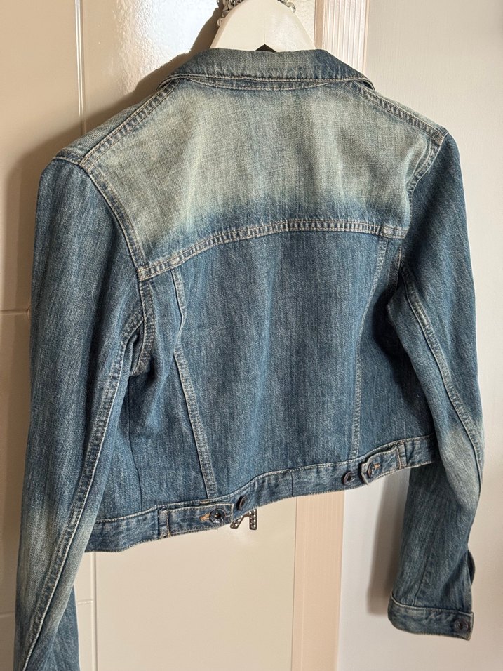 Mavi jeans Crop Düğmeli Koyu Mavi Kadın Denim Ceket - Görsel 5