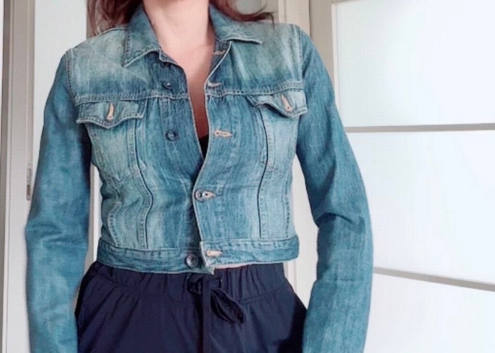 Mavi jeans Crop Düğmeli Koyu Mavi Kadın Denim Ceket - Görsel 3