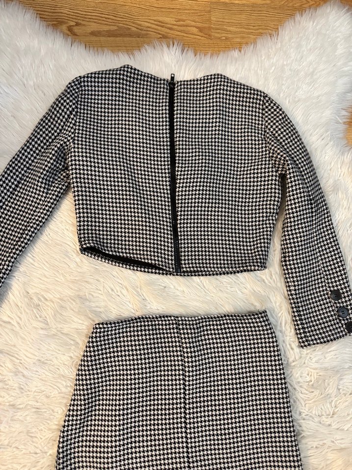 Zara Düğmeli Gri Ekose ikili takım - Görsel 5