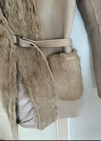 İpekyol Bej Kadın Kürk Detaylı Midi Kaban - Görsel 7