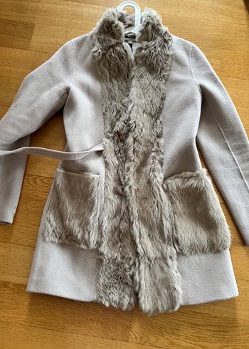 İpekyol Bej Kadın Kürk Detaylı Midi Kaban - Görsel 8