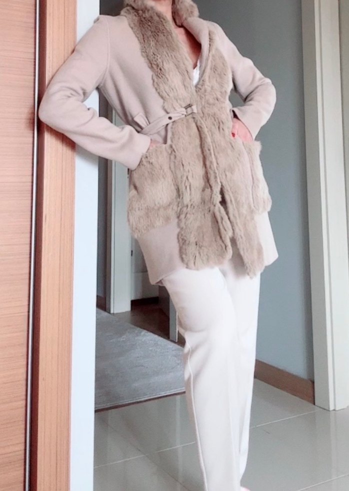 İpekyol Bej Kadın Kürk Detaylı Midi Kaban - Görsel 3