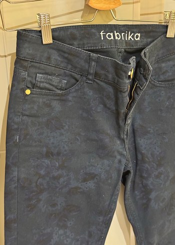 Lacivert Batik Desenli Kadın Denim Pantolon - Görsel 3