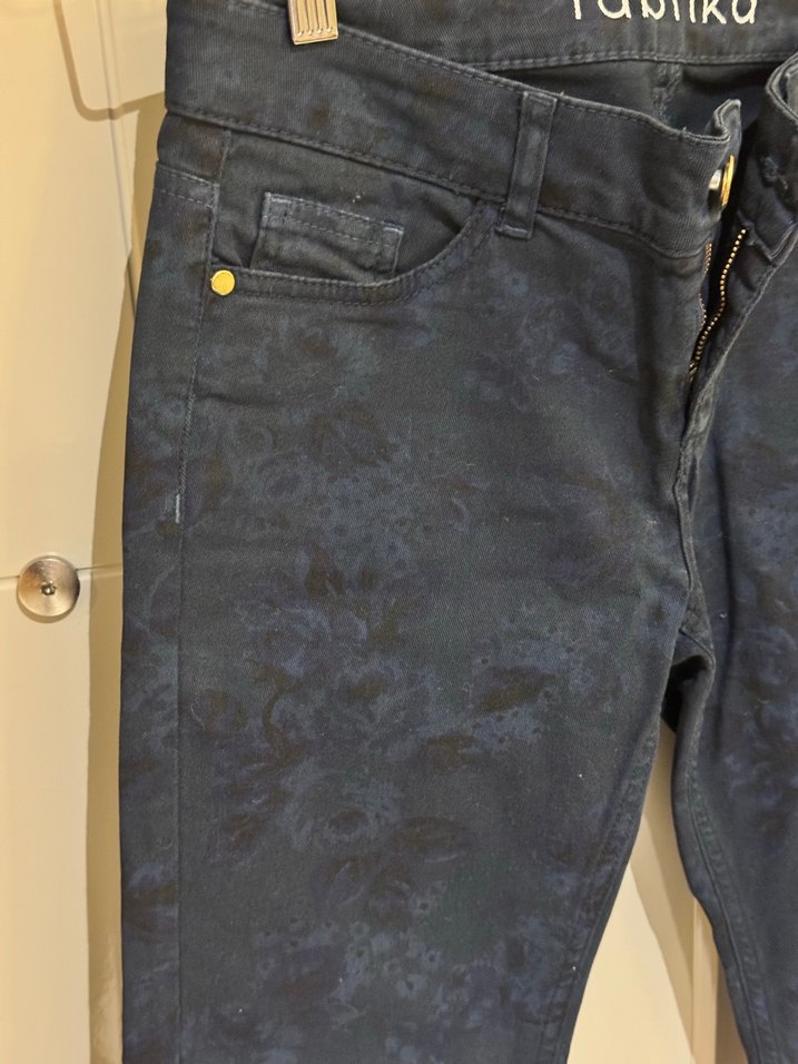 Lacivert Batik Desenli Kadın Denim Pantolon - Görsel 2