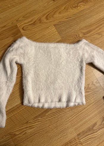 H&M Beyaz Kadın Kürk Uzun Kollu Triko - Görsel 3