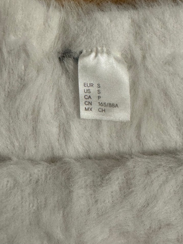 H&M Beyaz Kadın Kürk Uzun Kollu Triko - Görsel 4