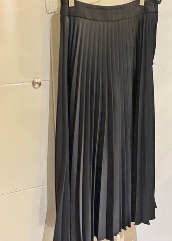 H&M Uzun Pilili Siyah Saten  Etek - Görsel 7