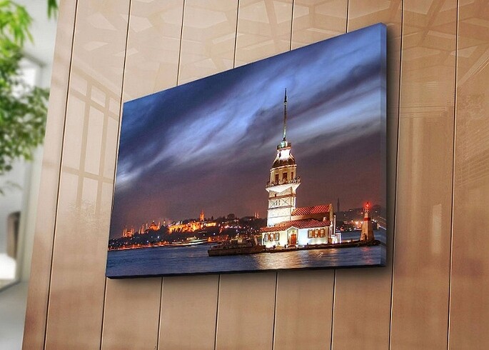 Kız kulesi ve gece kanvas tablo