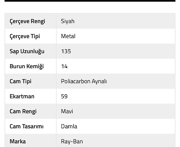  Beden Rayban gözlük