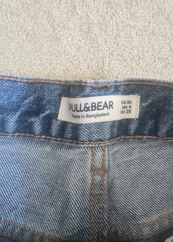 38 Beden Mavi Kadın Salaş Mini Denim Şort Pull&Bear
