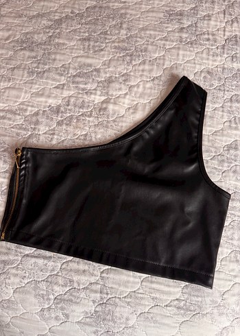 Siyah Deri Tek Omuzlu Bustiyer S beden - Görsel 2