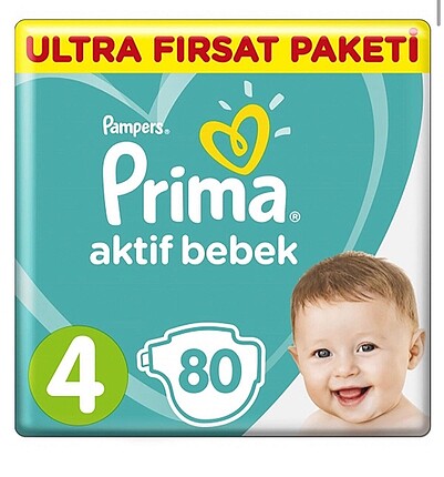 prima aktif bebek bezi 4 numara 80 adet