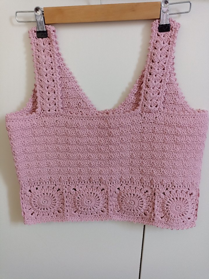 Pembe Dantel Örme V Yaka bluz - Görsel 3