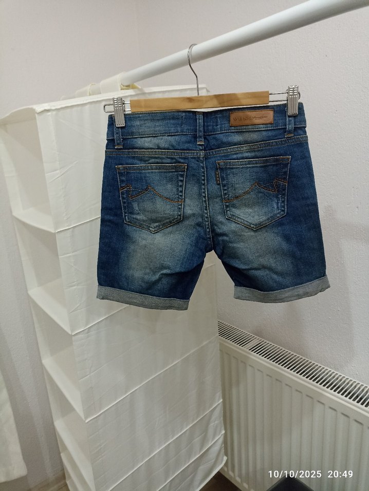 Mavi Baskılı Kadın Mini Jean Şort - Görsel 2