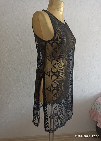 Bohem Siyah Dantelli pareo - Görsel 2