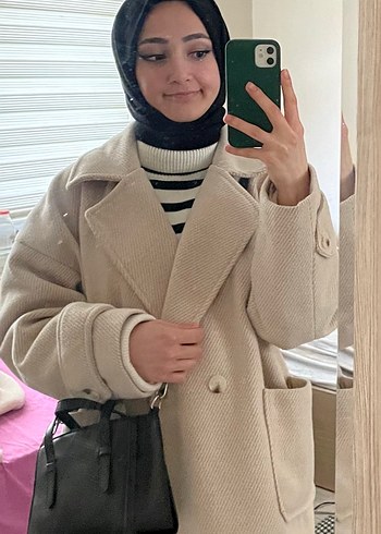 Massimo Dutti Bej Oversize Kaban