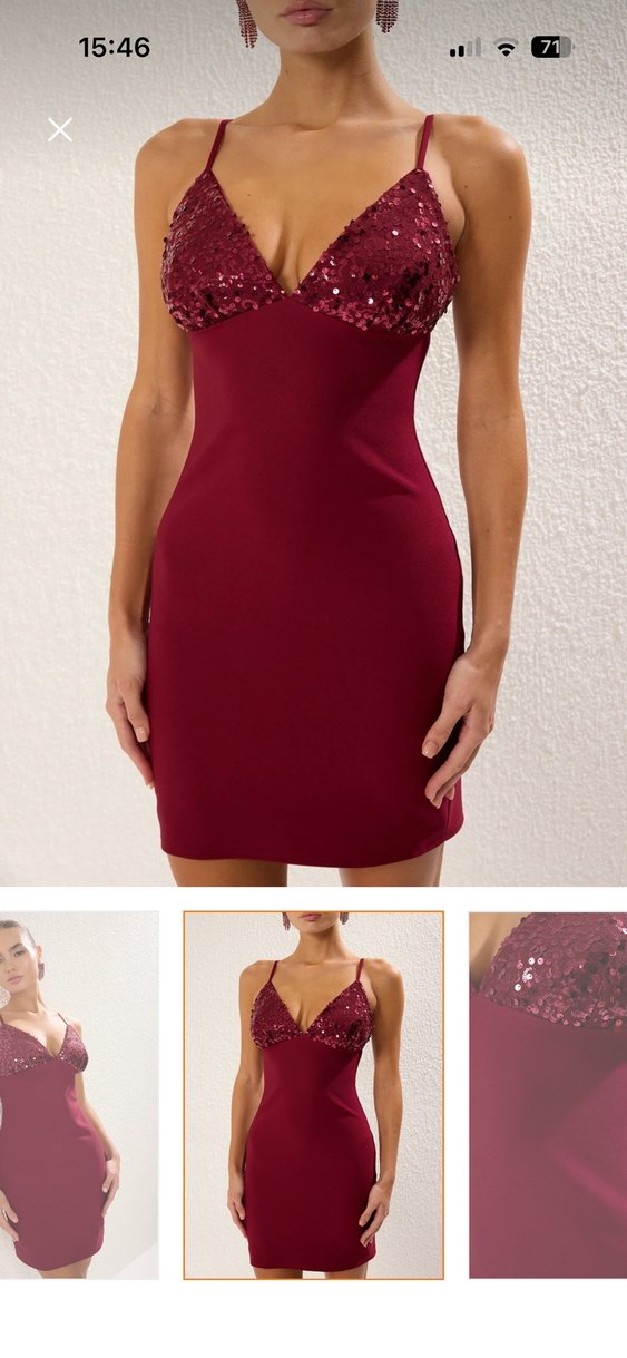 Bordo Drapeli Midi Abiye Elbise - Görsel 3