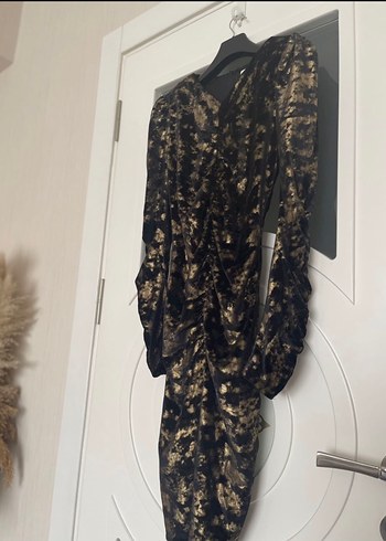 Uzun Kollu Drapeli Elbise - Görsel 4