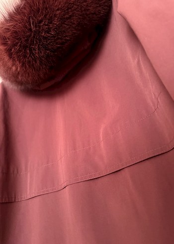 Bordo Kürklü Kadın Midi Ceket - Görsel 6