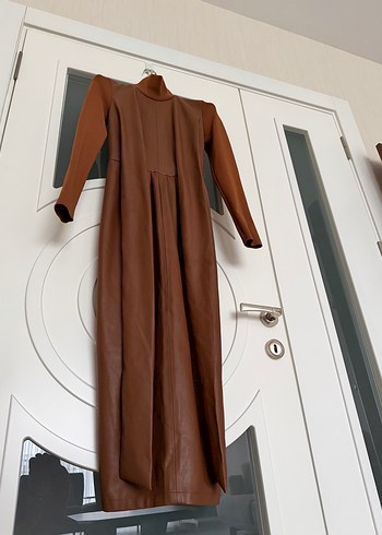 Kahverengi  Uzun Kollu Uzun Elbise - Görsel 2