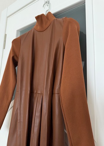 Kahverengi  Uzun Kollu Uzun Elbise - Görsel 4