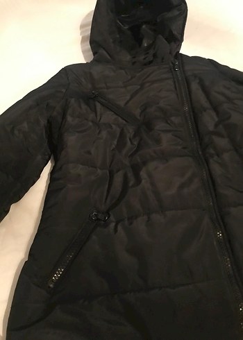 Kadın Siyah Kapüşonlu Kışlık Mont - Görsel 2