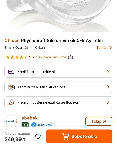  Beden Chicco silikon emzik 0-6ay