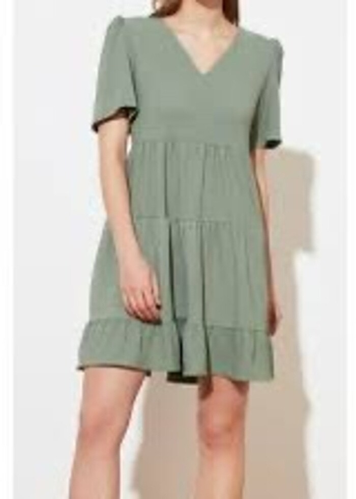 Su yeşili yazlık efil efil elbise - Görsel 2