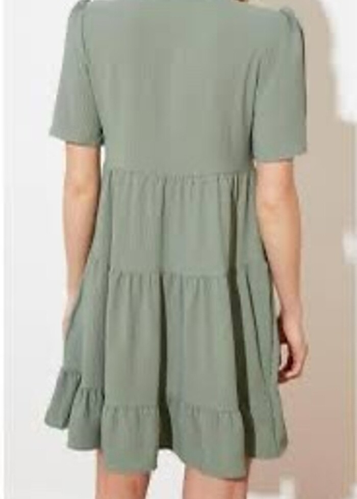 Su yeşili yazlık efil efil elbise - Görsel 4