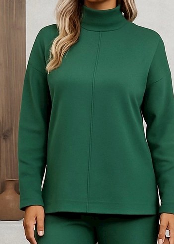 Yeşil Kadın Triko Günlük Rahat Eşofman Takımı - Görsel 3