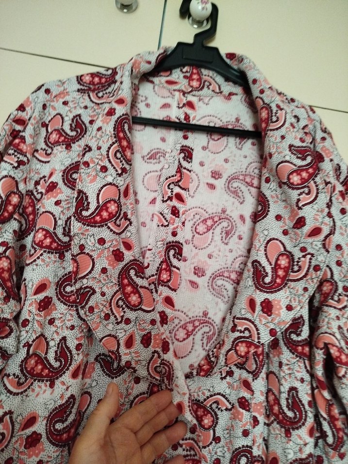 Uzun Kollu Bohem Bağlama Desenli Kadın Sabahlık,özel dikim - Görsel 4