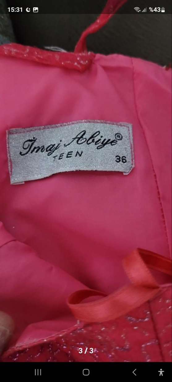 Pembe Parlak Drapeli Uzun Abiye Elbise - Görsel 3