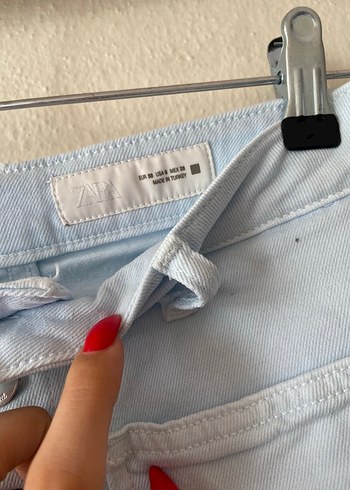 Düğmeli Mavi Mini Denim Jean