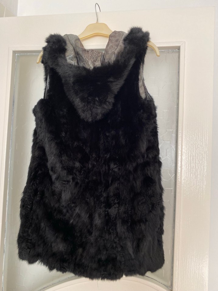 Kürklü Siyah Uzun Kadın Yelek - Görsel 2