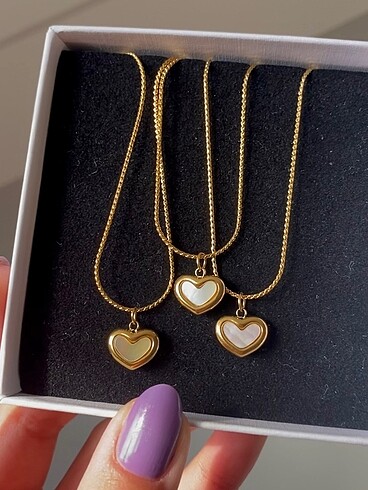 celik gold kalp kolye