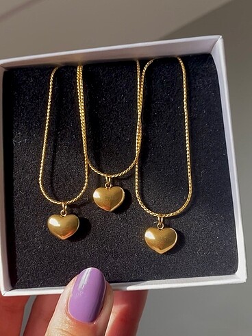 Pandora celik gold kalp kolye