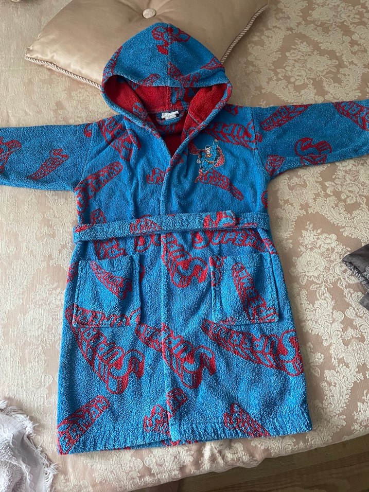 Kapüşonlu Erkek Çocuk Renkli Bornoz - Görsel 5