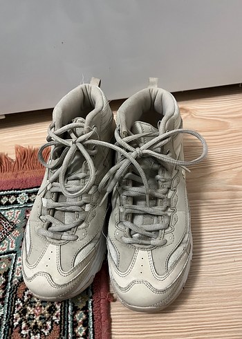 Bej Kadın Bağcıklı Dolgu Topuk Spor Ayakkabı - Görsel 2