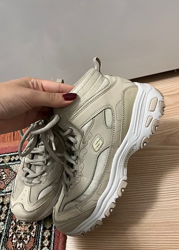 Bej Kadın Bağcıklı Dolgu Topuk Spor Ayakkabı - Görsel 3