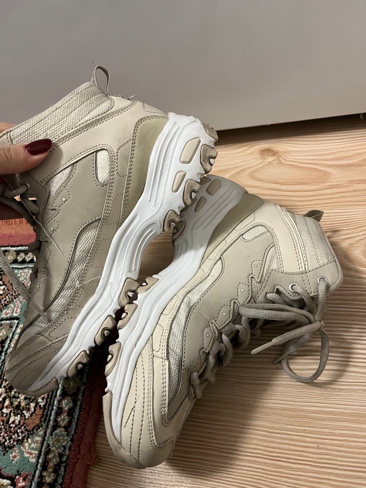 Bej Kadın Bağcıklı Dolgu Topuk Spor Ayakkabı - Görsel 4