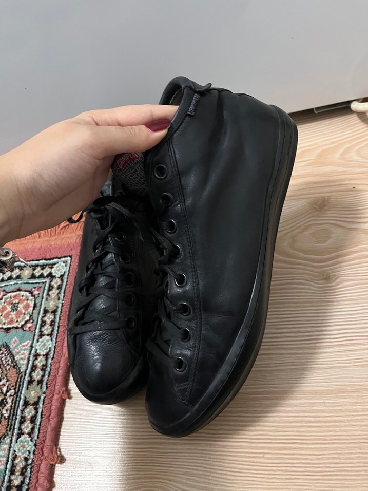 Siyah Erkek Deri Sneakers - Görsel 3