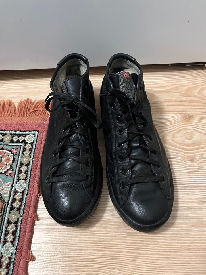 Siyah Erkek Deri Sneakers - Görsel 2