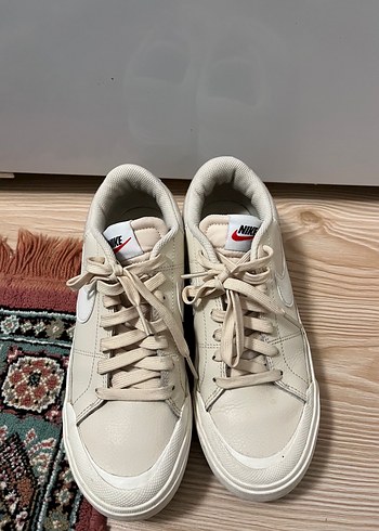 Bej Platform Topuklu Bağcıklı Kadın Spor Ayakkabı - Görsel 2