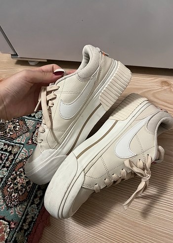 Bej Platform Topuklu Bağcıklı Kadın Spor Ayakkabı - Görsel 4