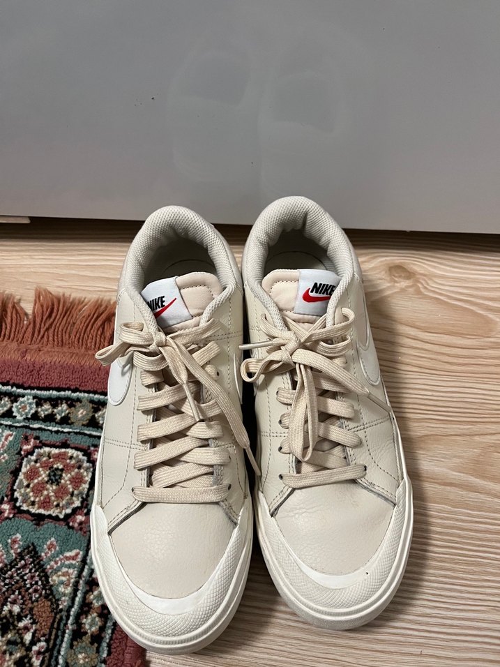 Bej Platform Topuklu Bağcıklı Kadın Spor Ayakkabı - Görsel 2