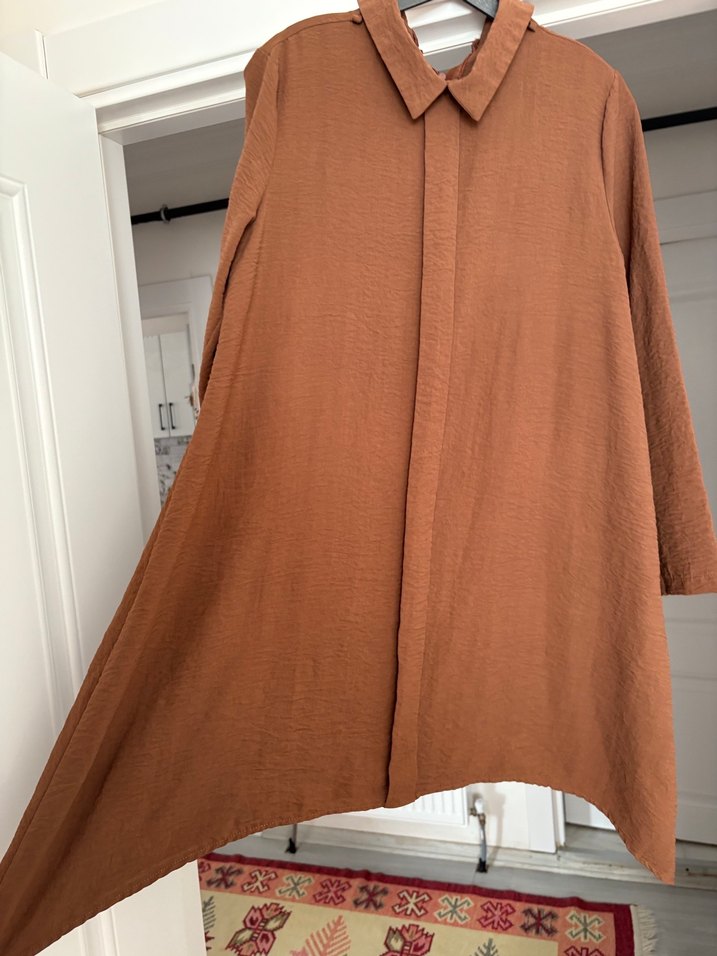 Bej Uzun Kollu Keten Tunik - Görsel 3