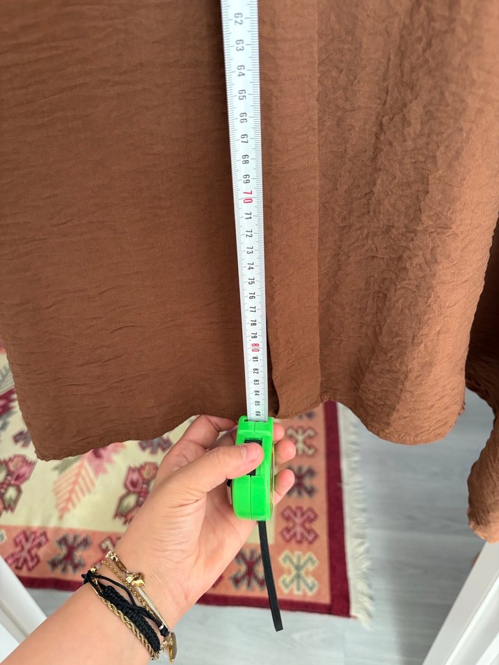 Bej Uzun Kollu Keten Tunik - Görsel 4